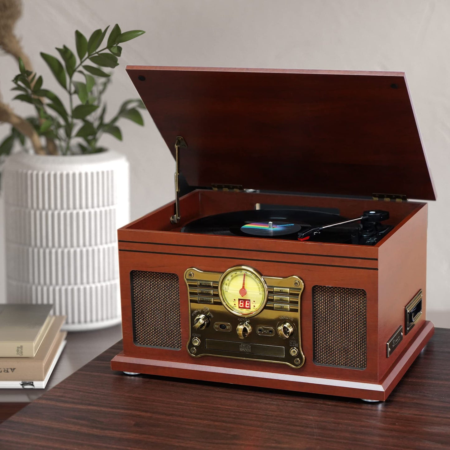 10 in 1 Bluetooth Record Player 3-Speed Turntable for Vinyl with Speakers