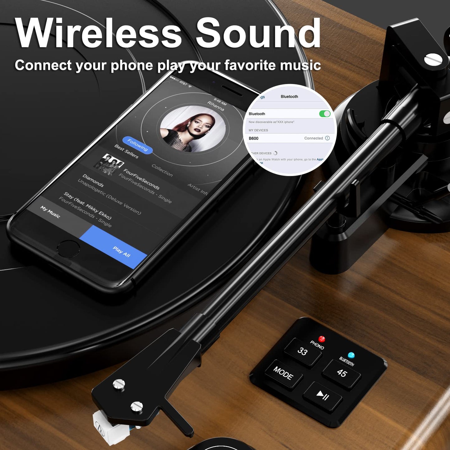 Record Player for Vinyl with Built in Speakers