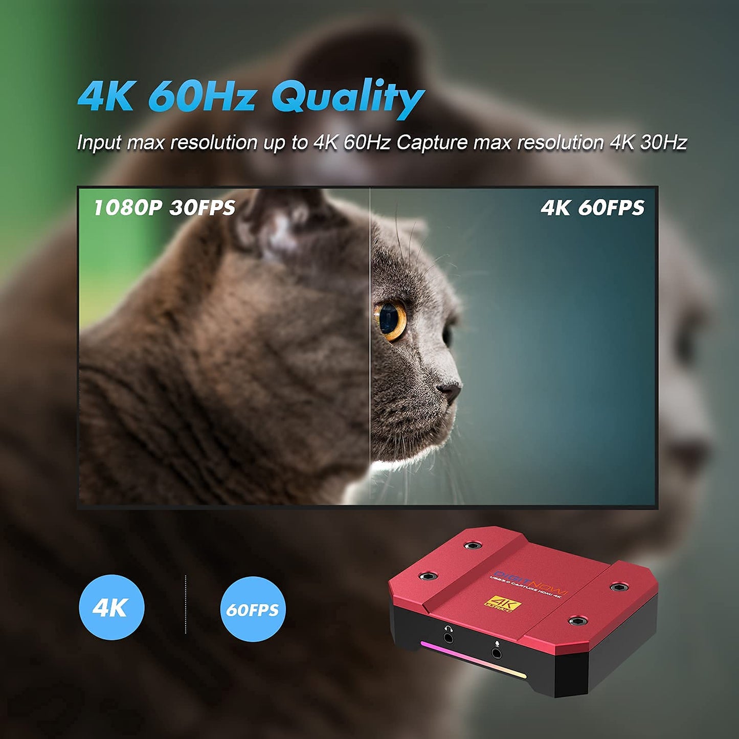 USB Video Capture Card 4k/60Hz HDR10 Zero-Lag Passthrough