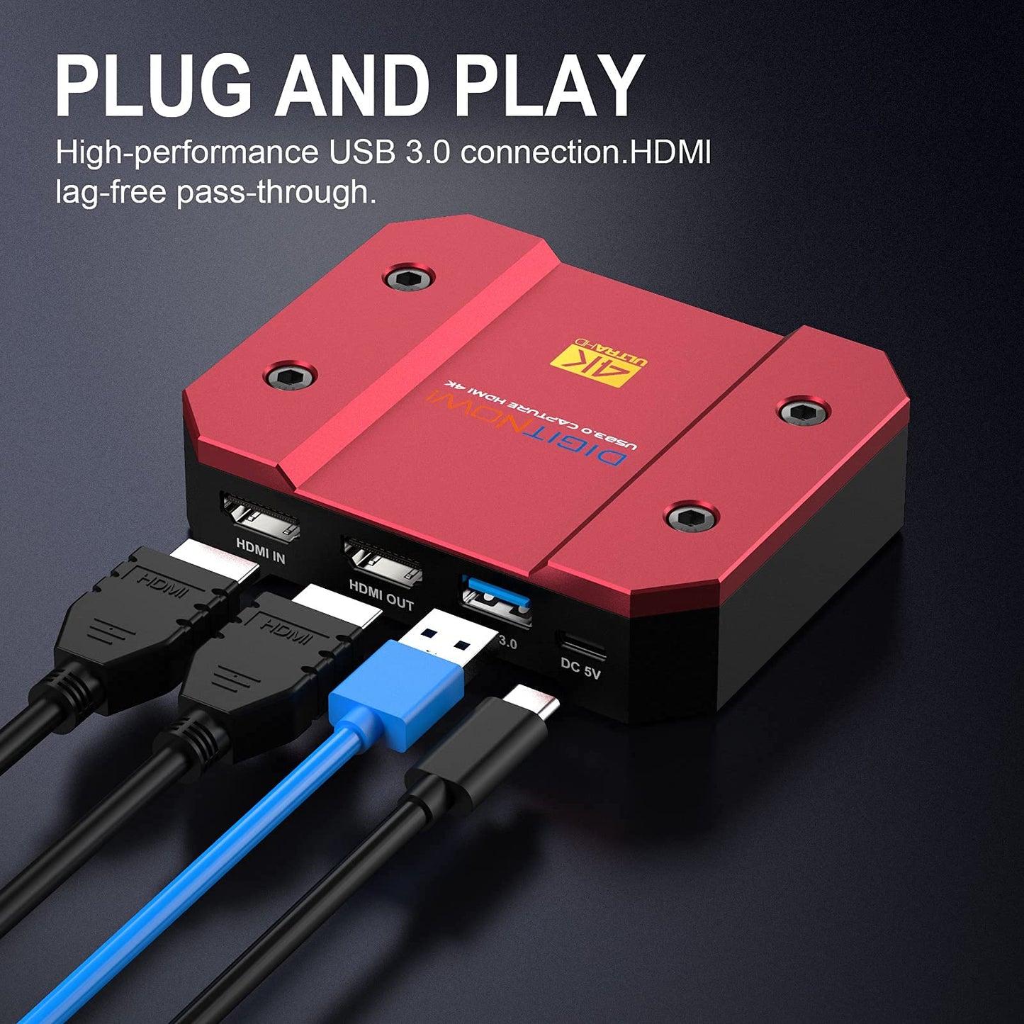 USB Video Capture Card 4k/60Hz HDR10 Zero-Lag Passthrough