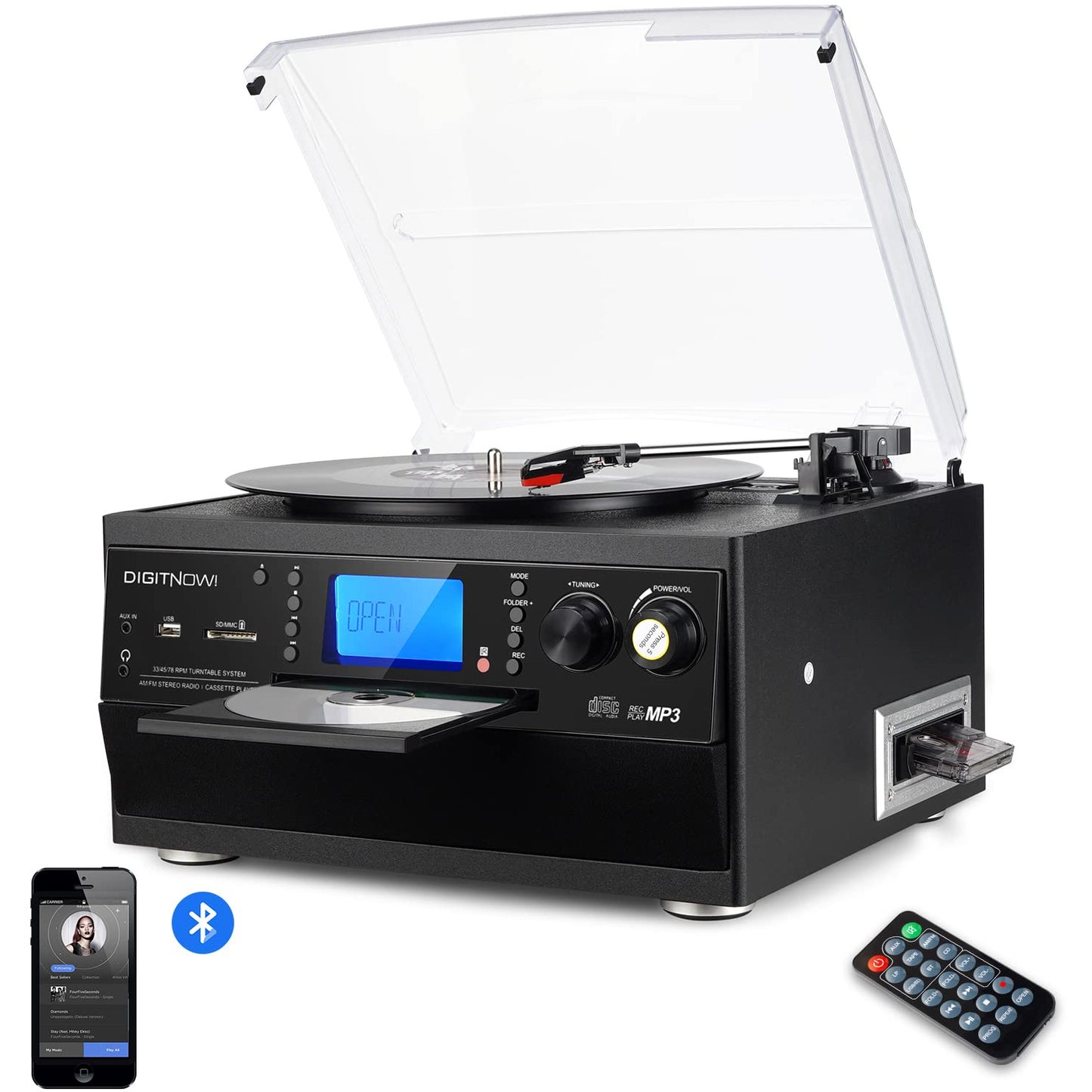 Bluetooth Vinyl Remote Control Turntable