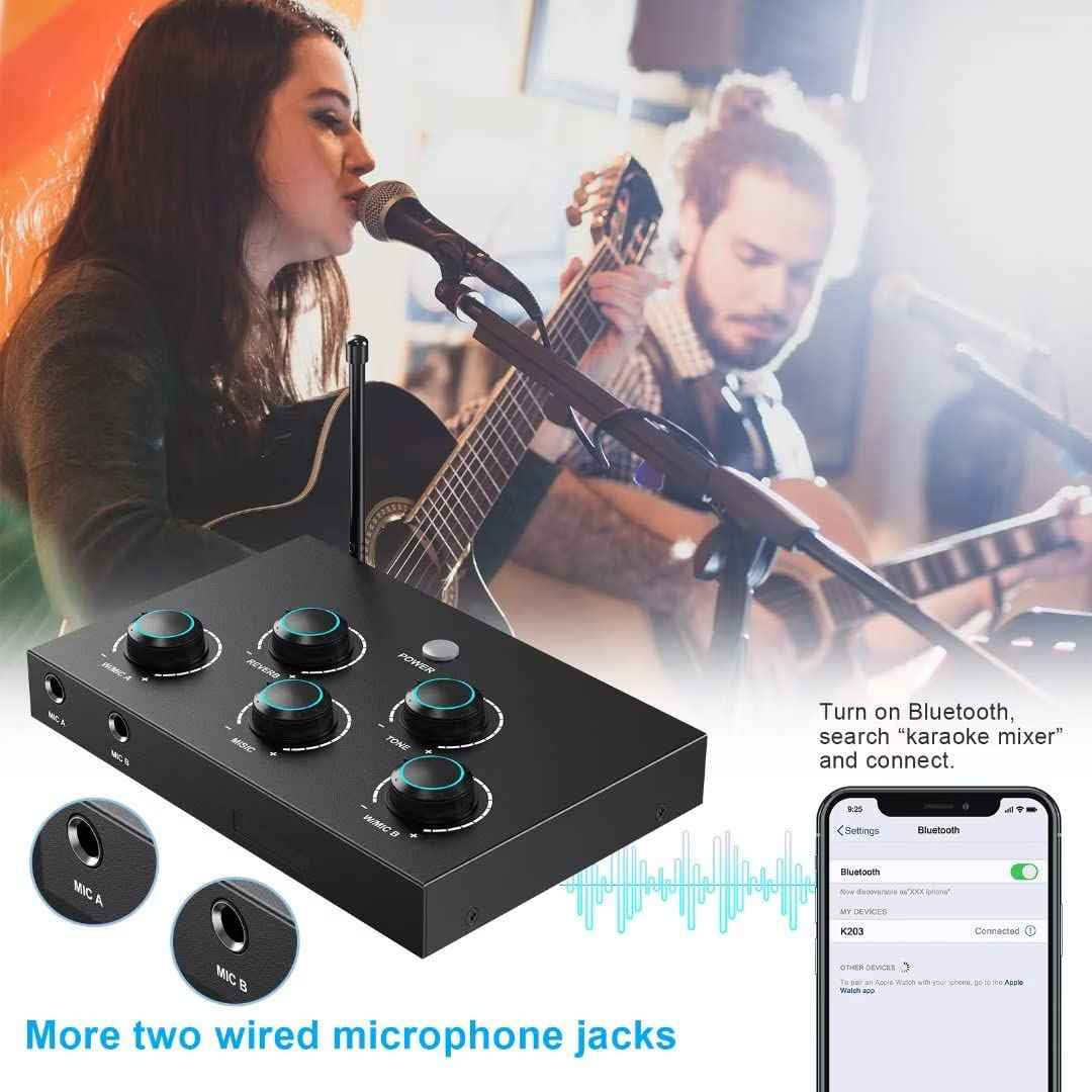 Portable Karaoke Microphone Mixer System Set HDMI & Optical In/Out