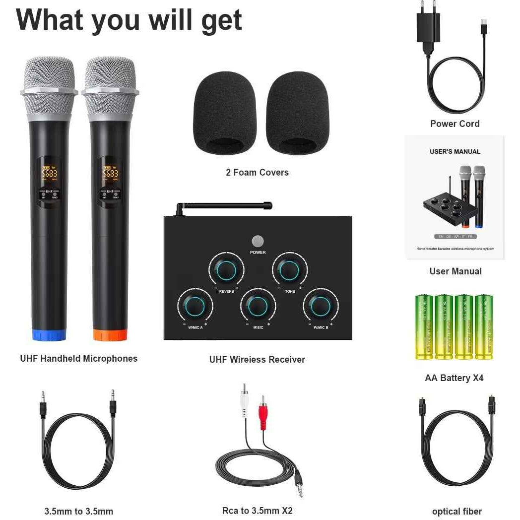 Portable Karaoke Microphone Mixer System Set HDMI & Optical In/Out