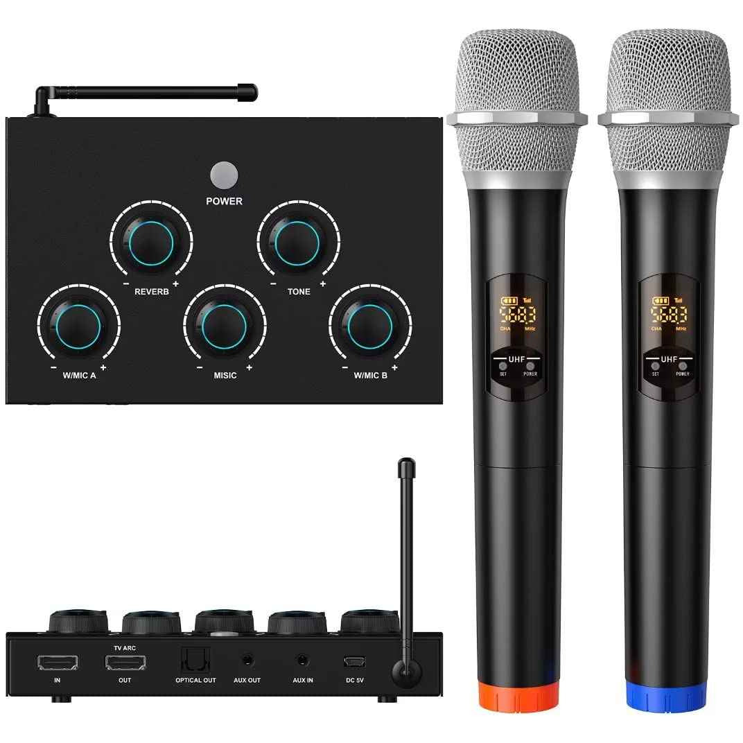 Portable Karaoke Microphone Mixer System Set HDMI & Optical In/Out