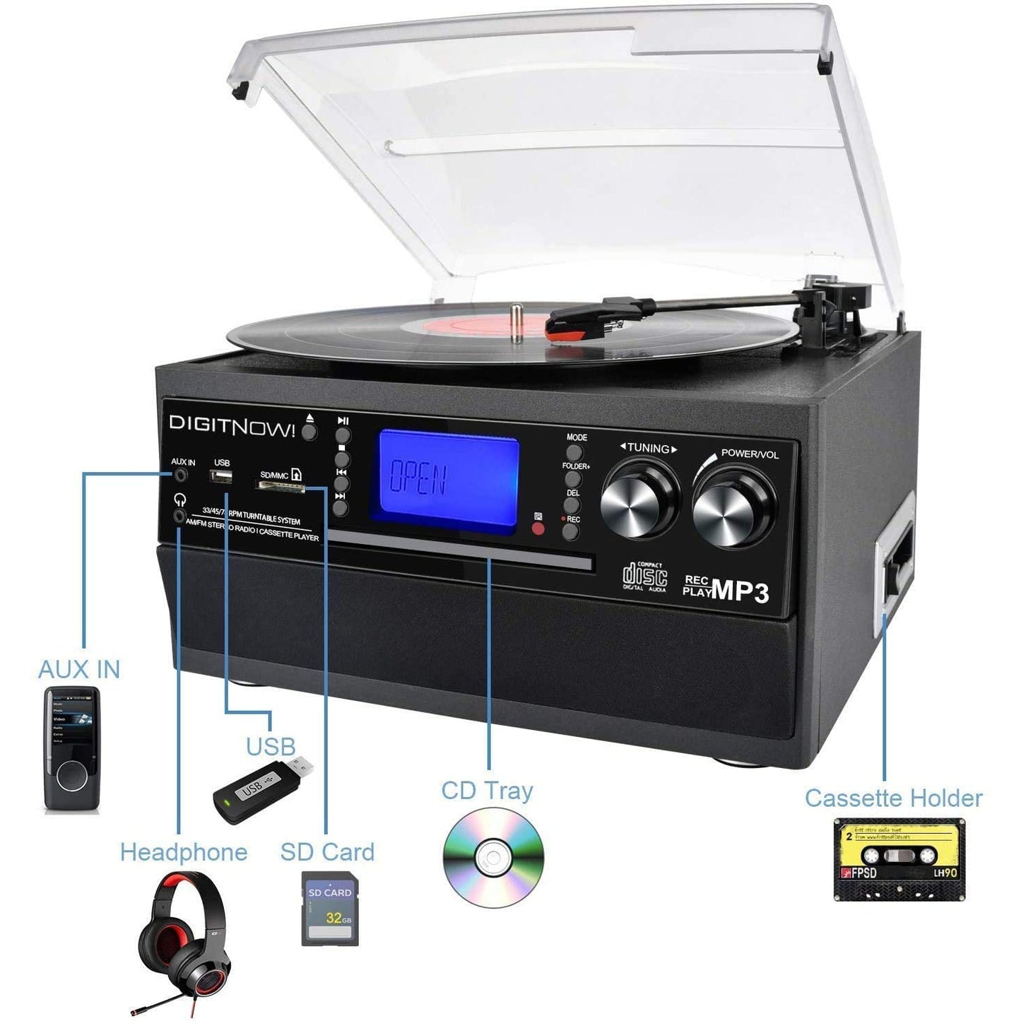 Bluetooth Vinyl Remote Control Turntable