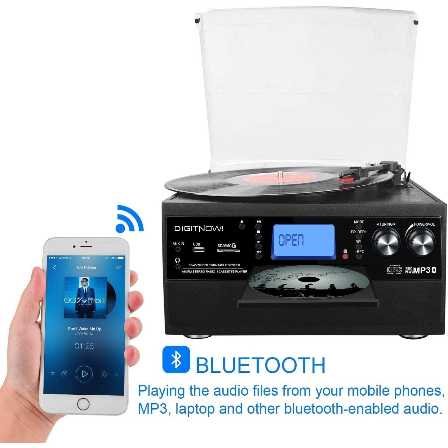 Bluetooth Vinyl Remote Control Turntable