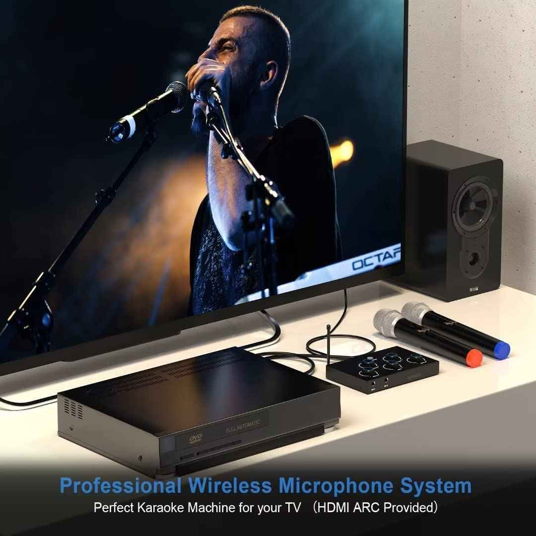 Portable Karaoke Microphone Mixer System Set HDMI & Optical In/Out