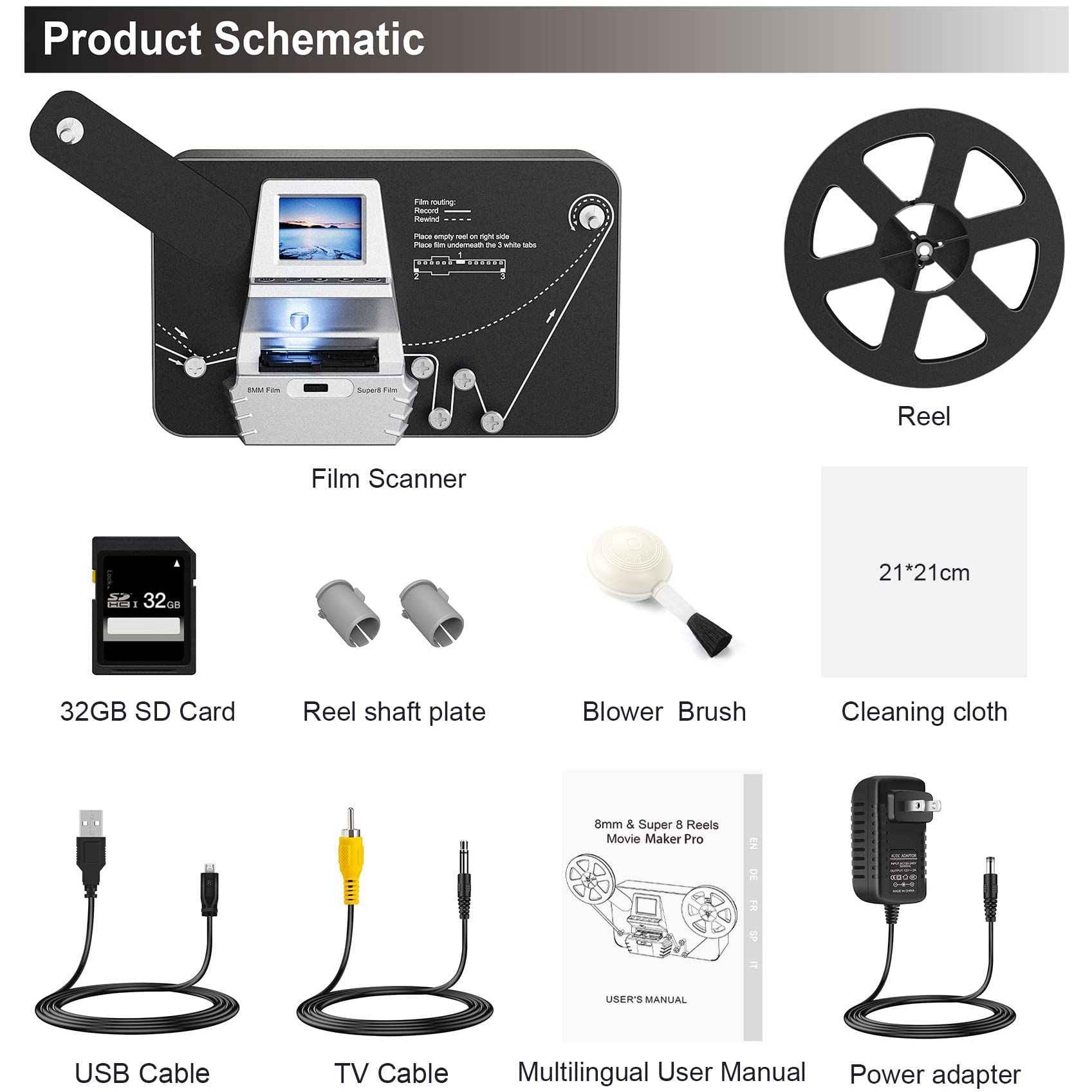 8mm & Super 8 Reels to Digital MovieMaker Film Scanner Converter