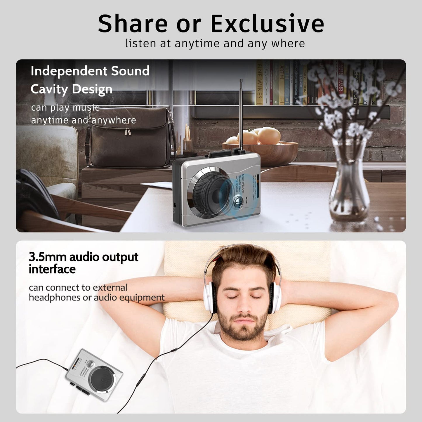 AM/FM Portable Pocket Radio and Voice Audio Cassette Recorder