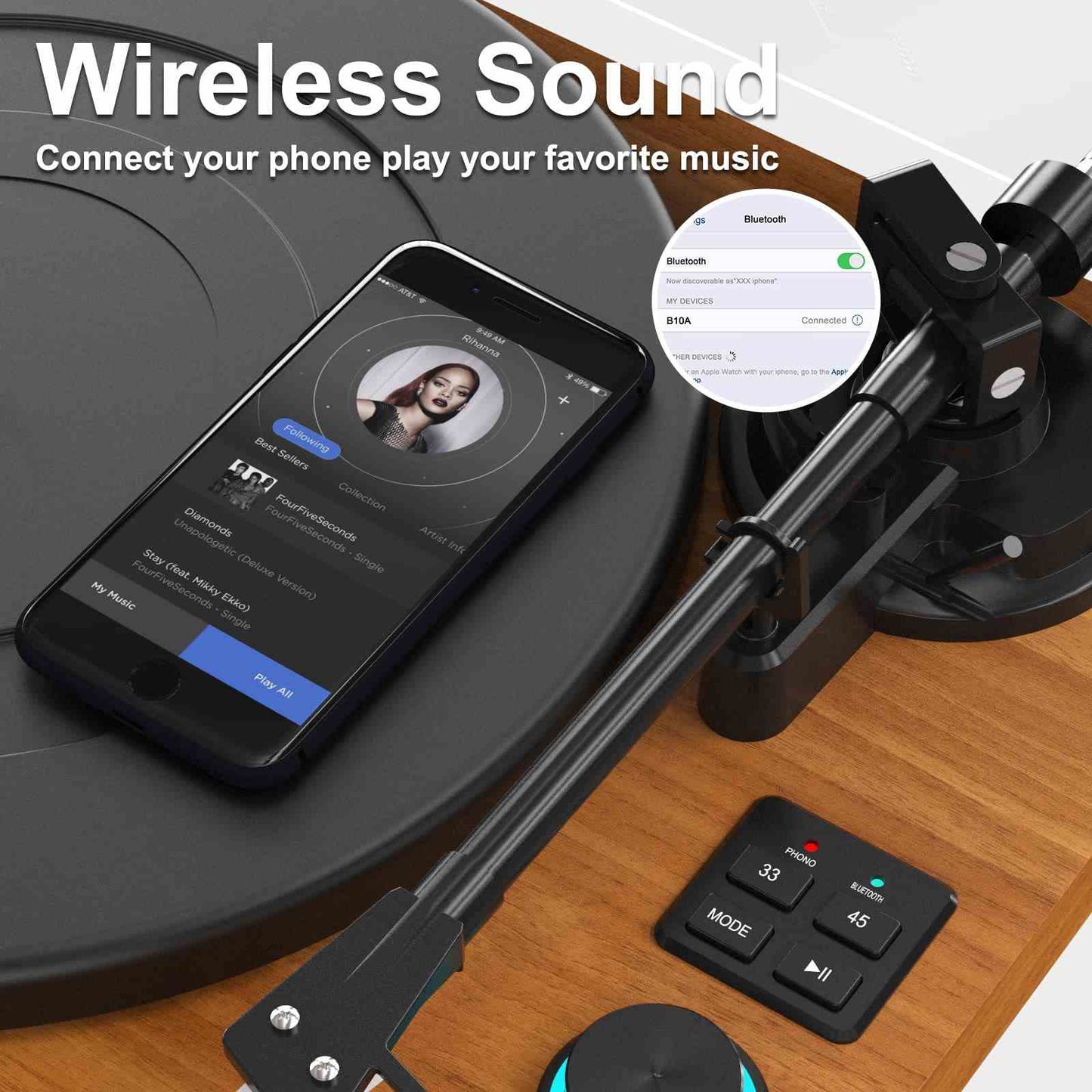 wireless stereo speakers wireless speakers for receiver wireless turntable wireless record player wireless vinyl player record player with headphone jack