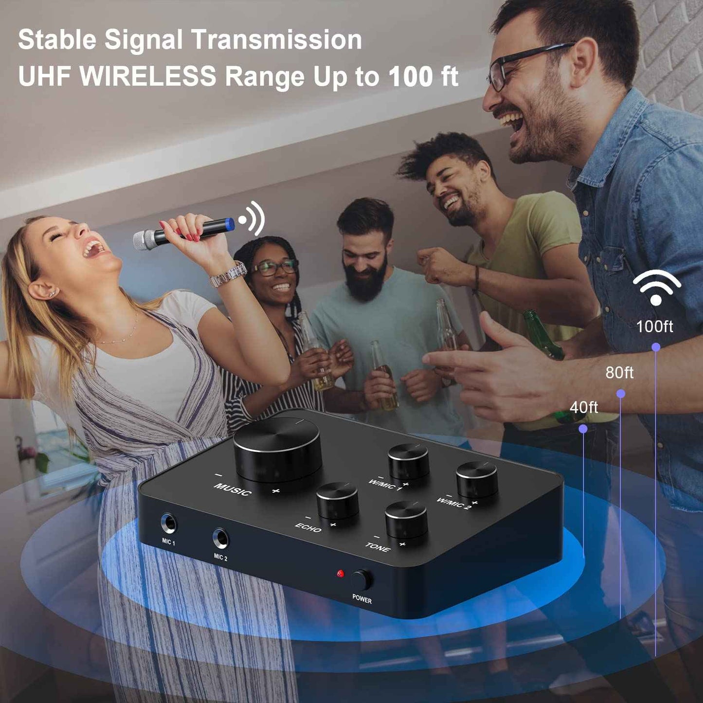 Wireless Microphone Karaoke Mixer System HDMI In/Out