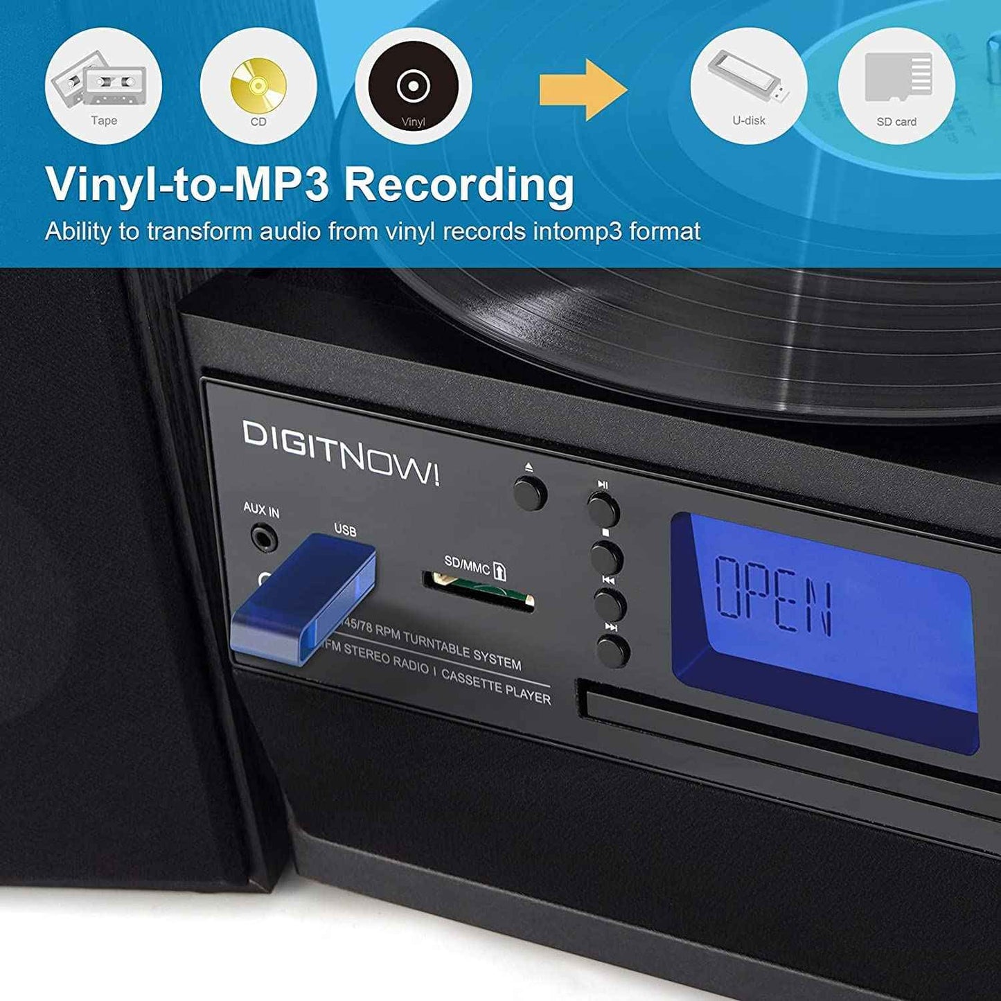All in one Bluetooth Vinyl Record Player