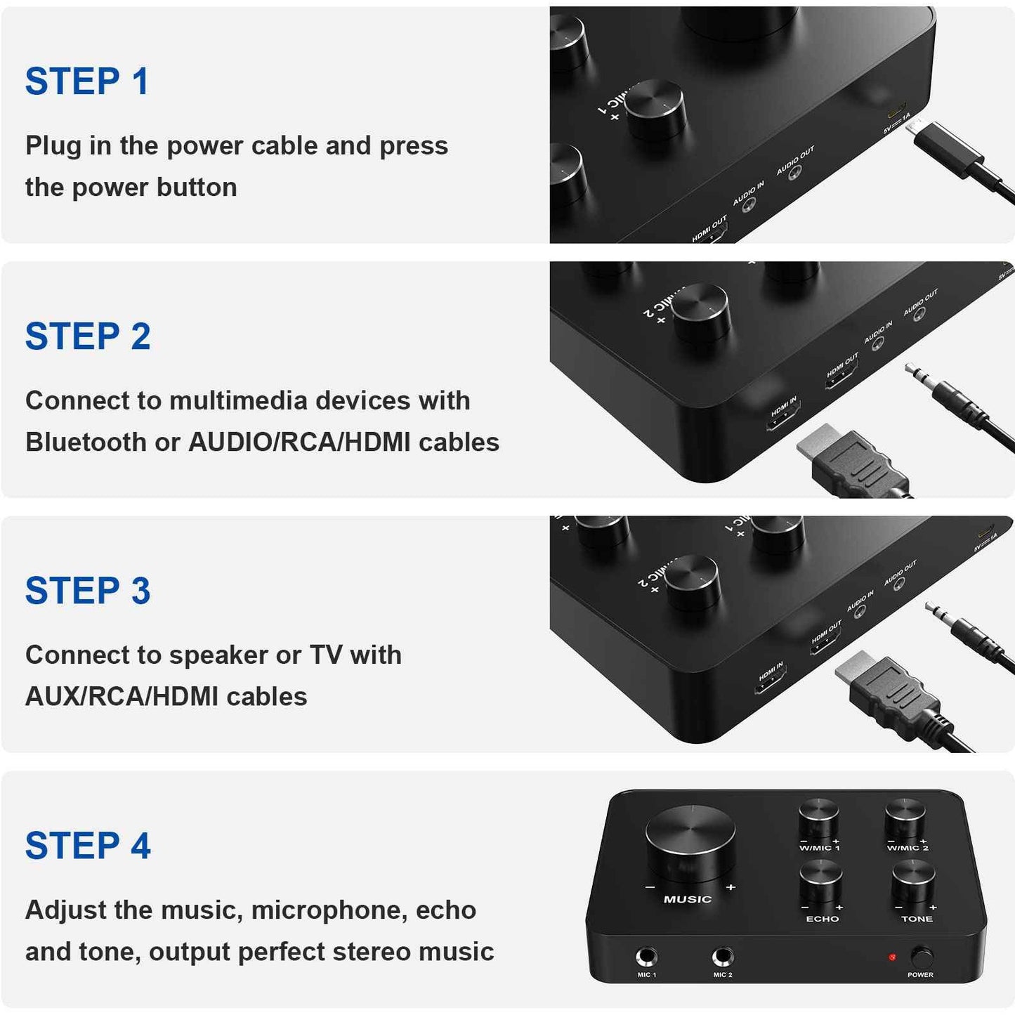 Wireless Microphone Karaoke Mixer System HDMI In/Out