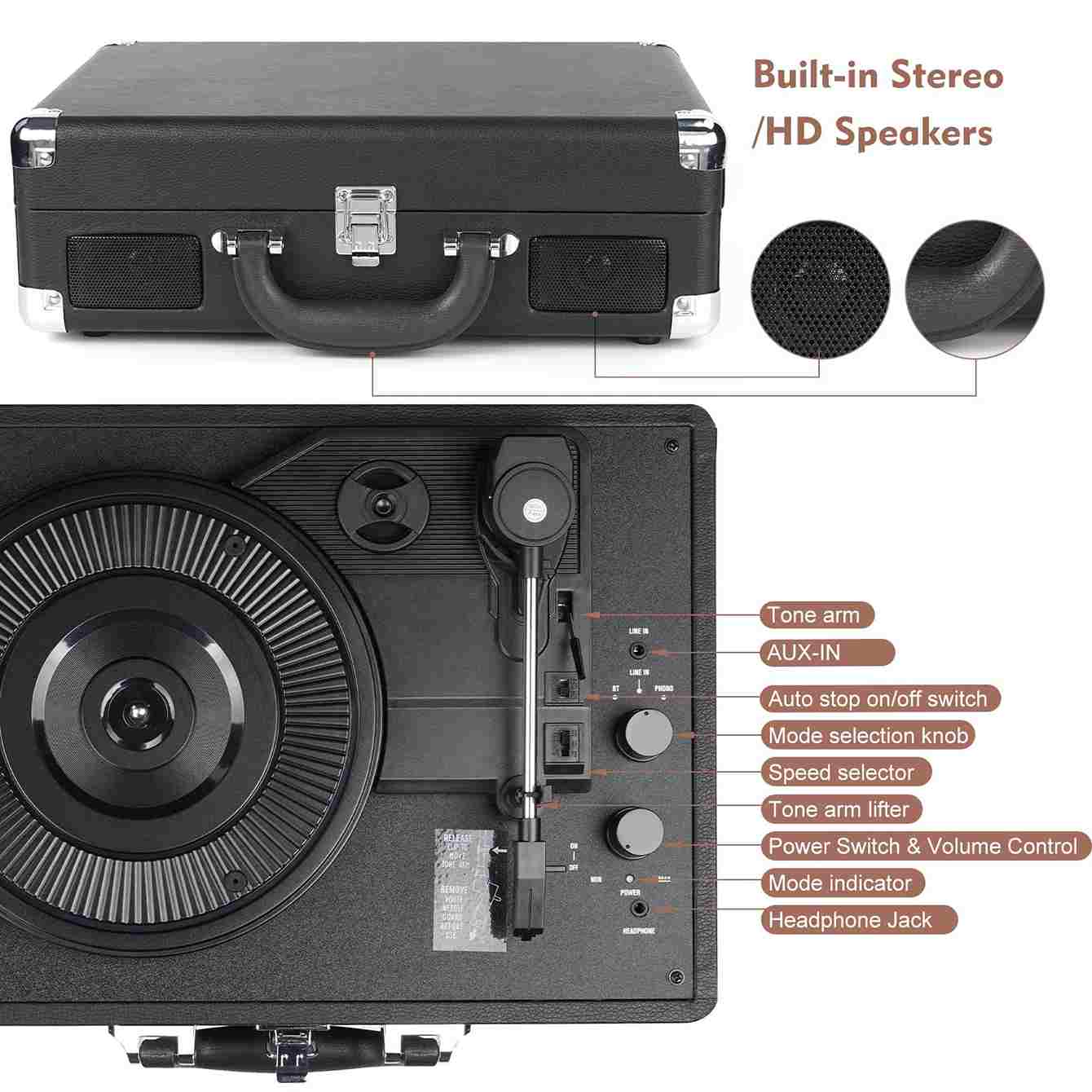 Record Player Turntable Suitcase