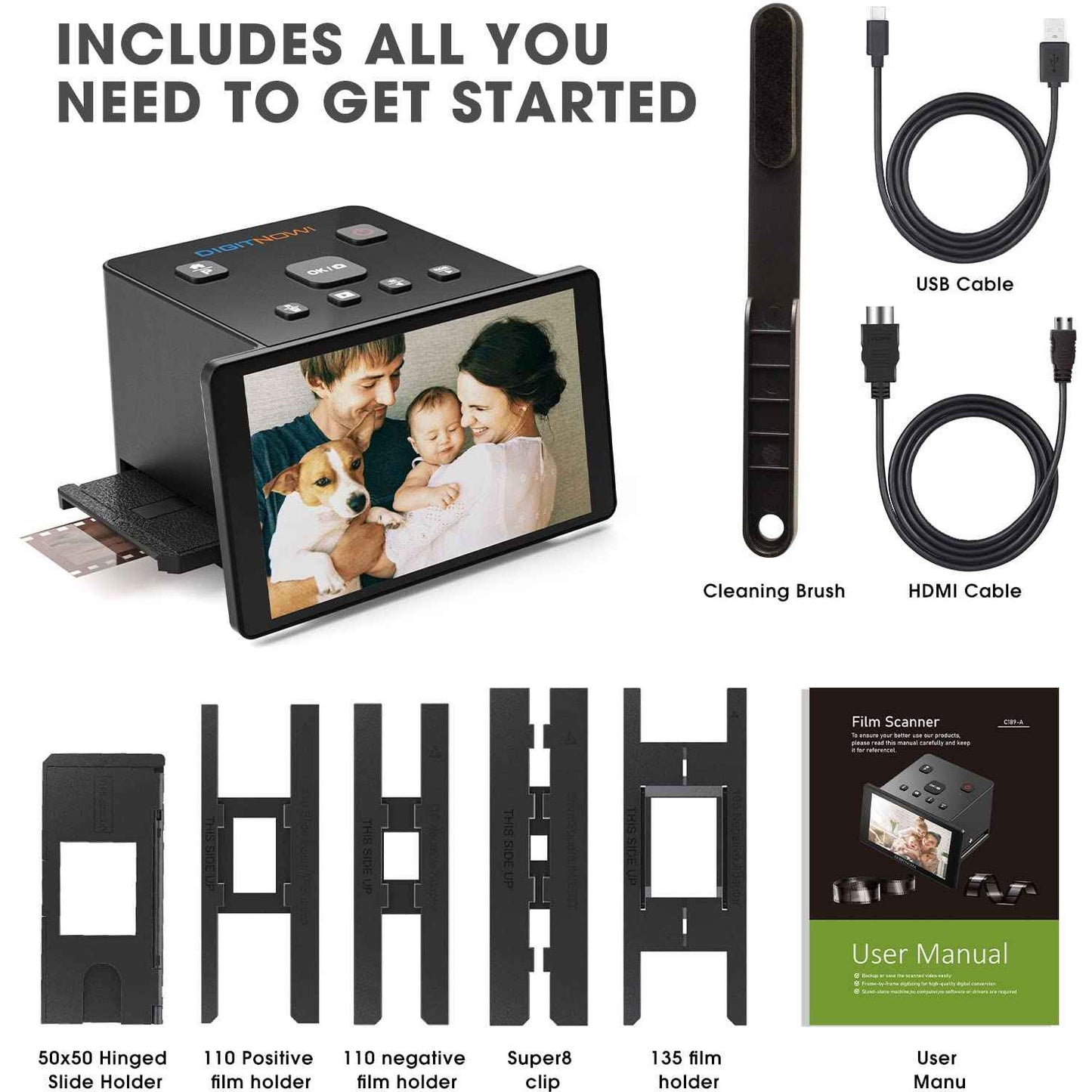 35mm Film Scanner & Slide Viewer with 5” Screen