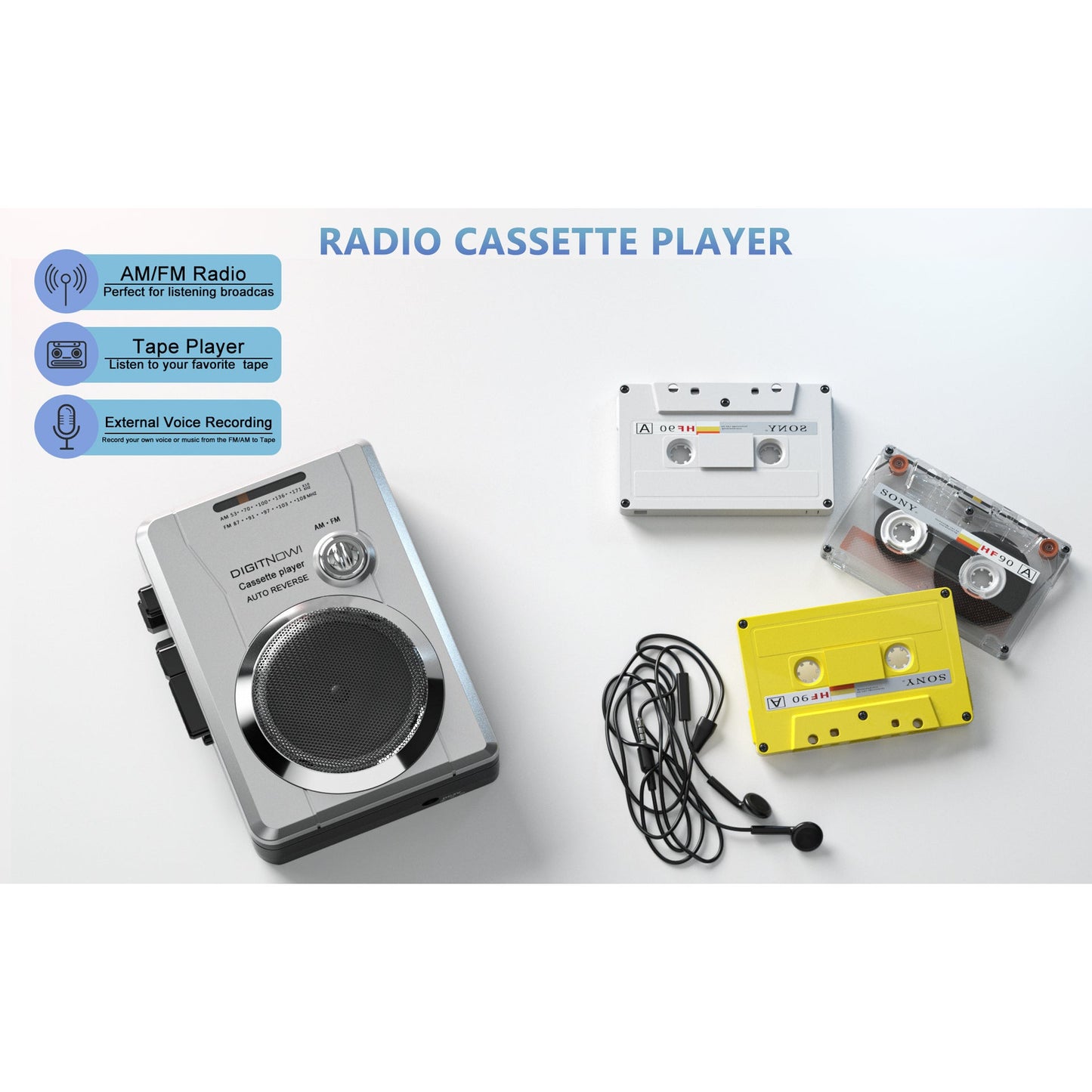 AM/FM Portable Pocket Radio and Voice Audio Cassette Recorder