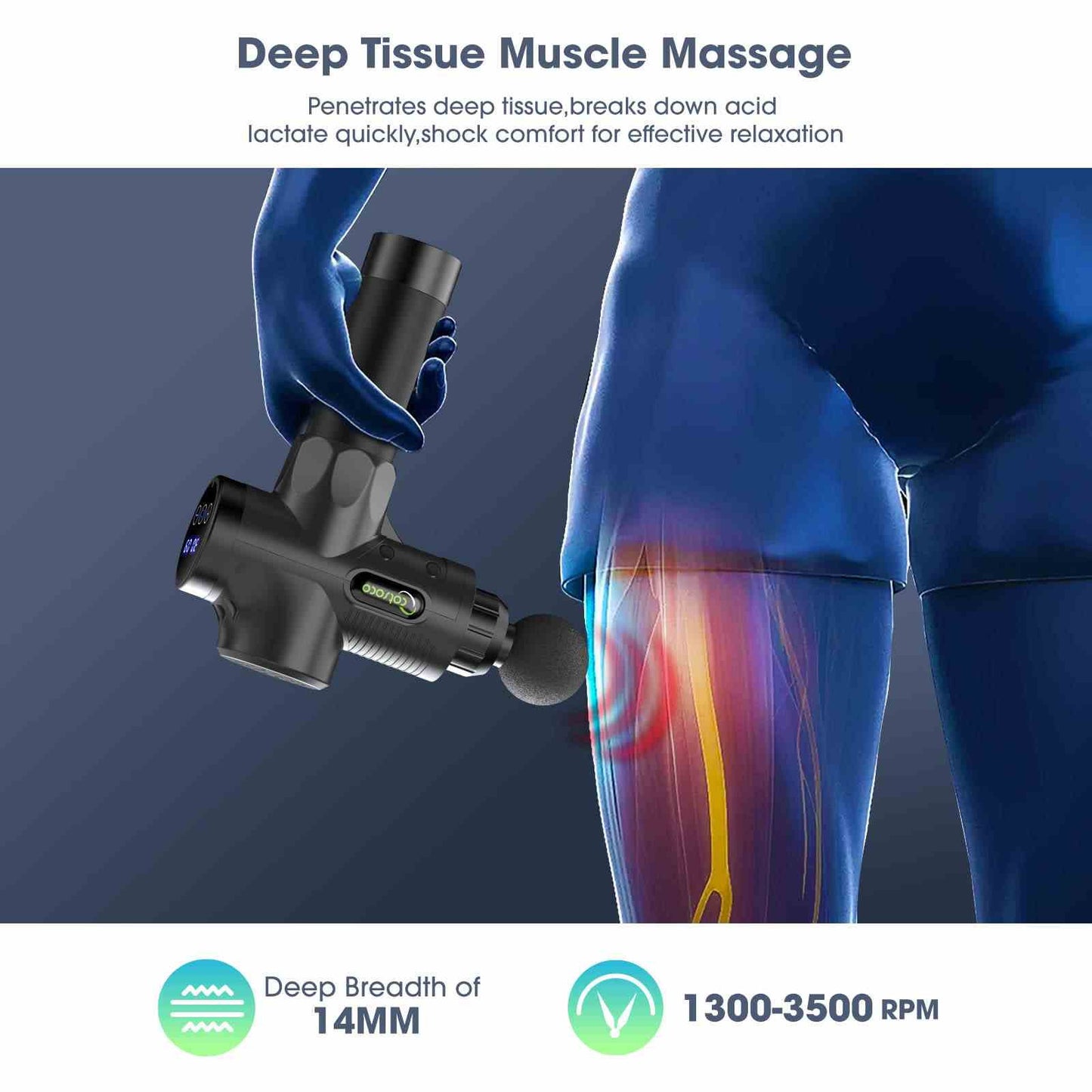 Massage Gun for Athletes with 30 Adjustable Speeds 10 Massage Heads