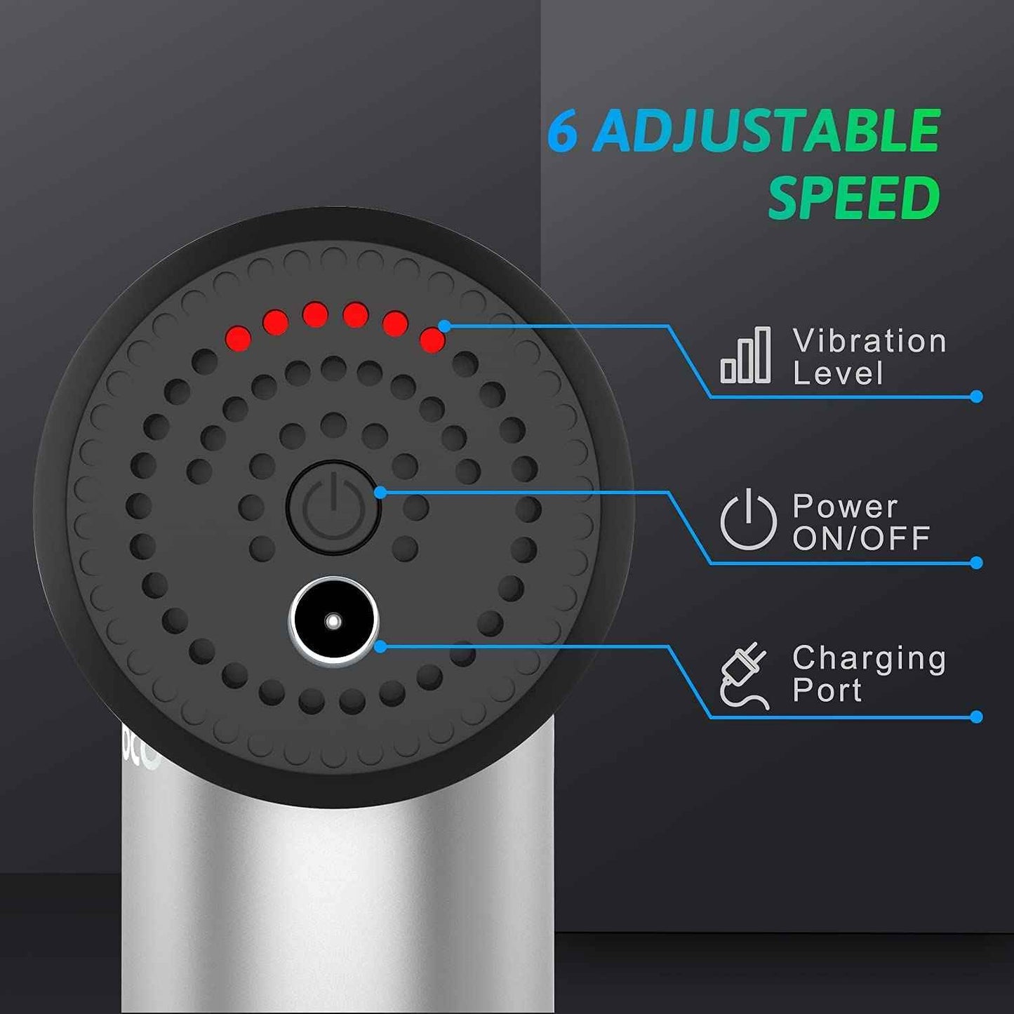 6 Speeds Massage Gun Cordless Handheld Deep Tissue Muscle Massager