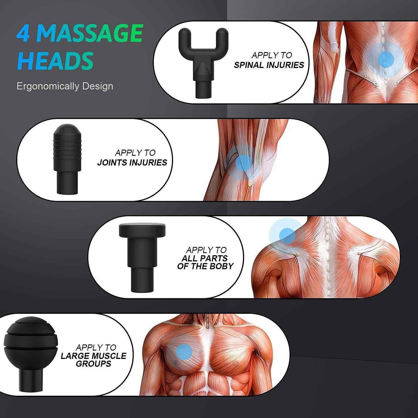 6 Speeds Massage Gun Cordless Handheld Deep Tissue Muscle Massager