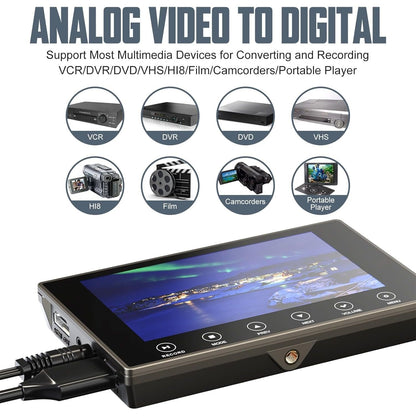 VHS to Digital Converter 3.0, 5" Large Screen Video to Digital Converter