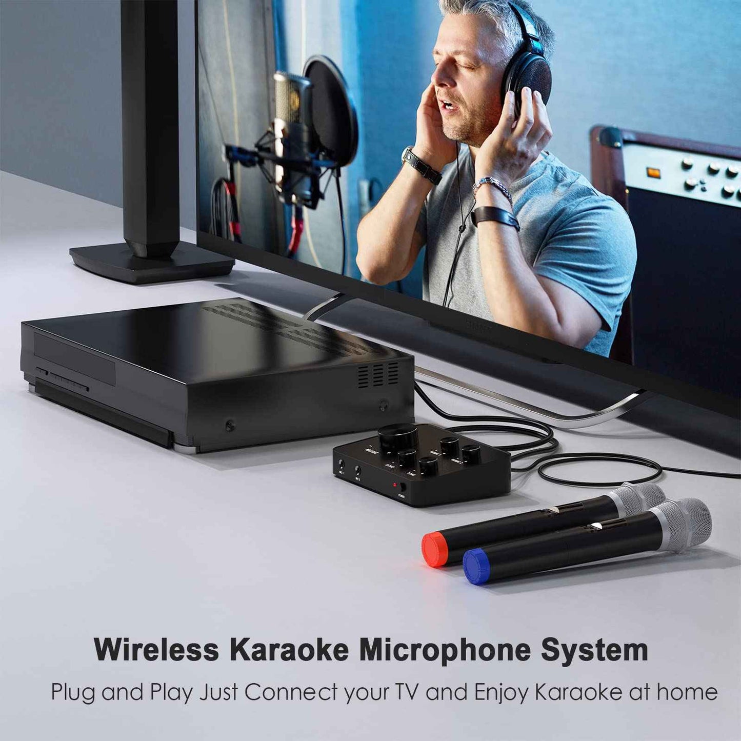 Wireless Microphone Karaoke Mixer System HDMI In/Out