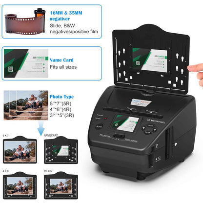 4-in-1 Film & Photo Scanner with 2.4" LCD Screen