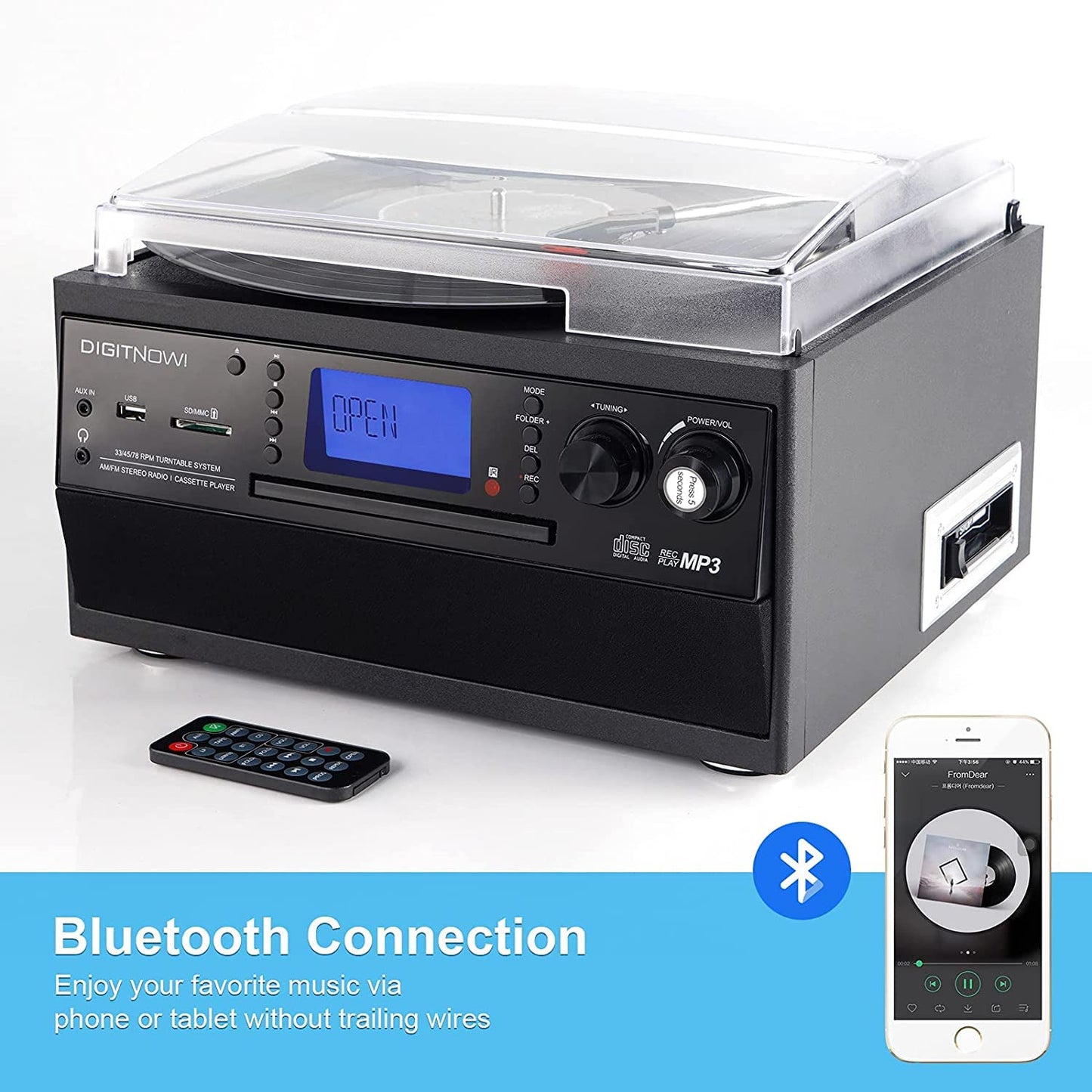 Bluetooth Vinyl Remote Control Turntable