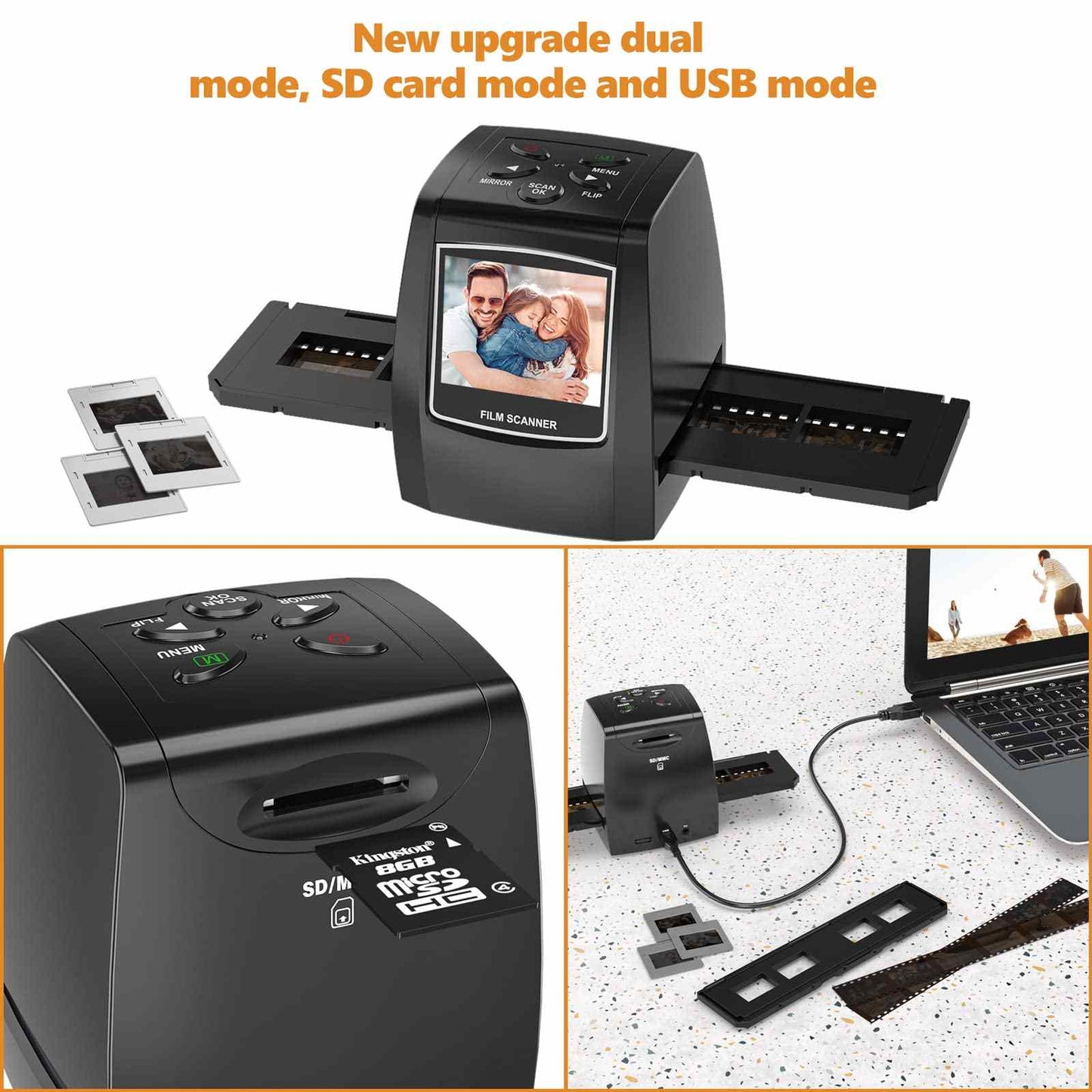 2.4'' LCD Display Film/Slide scanner 1800DPI