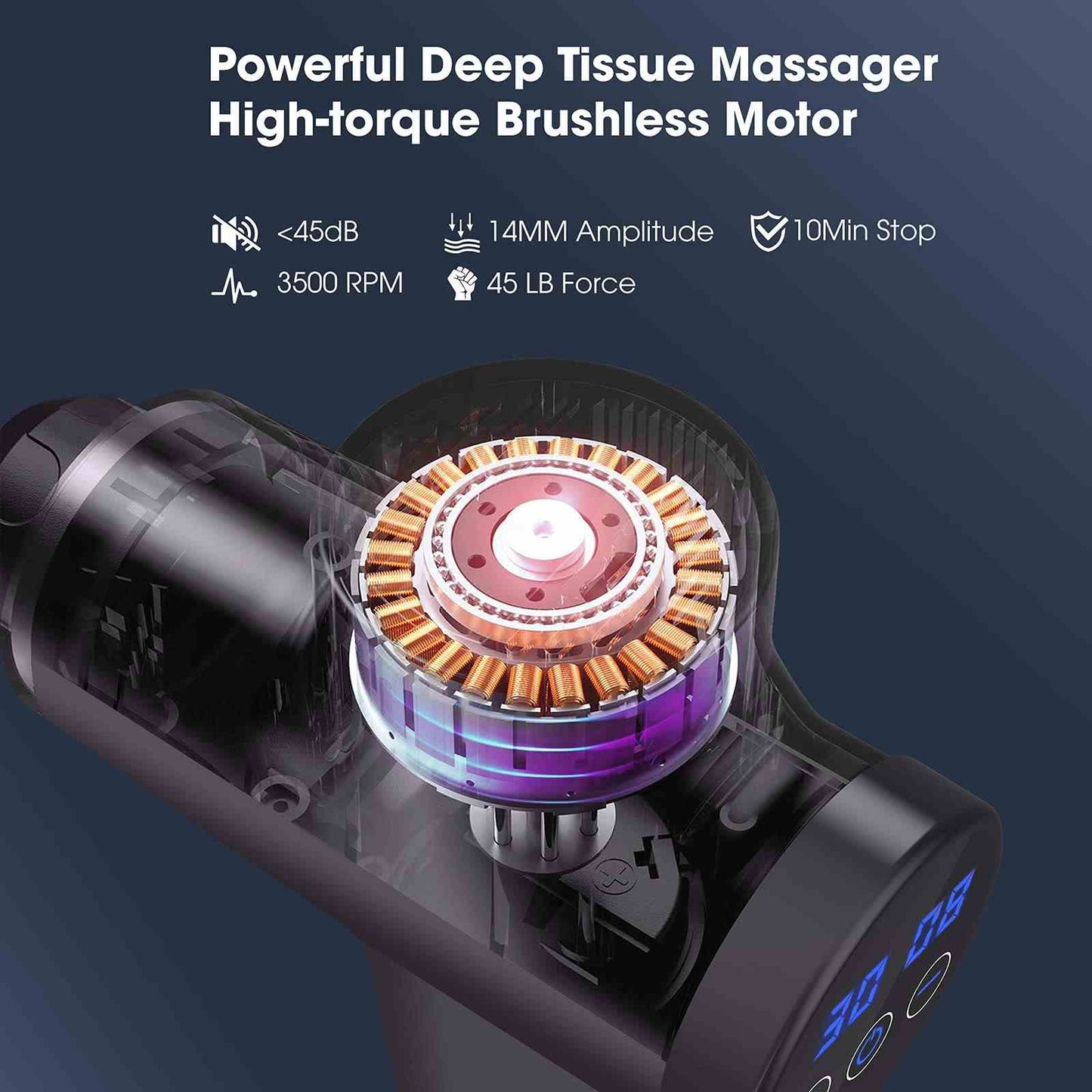Massage Gun for Athletes with 30 Adjustable Speeds 10 Massage Heads