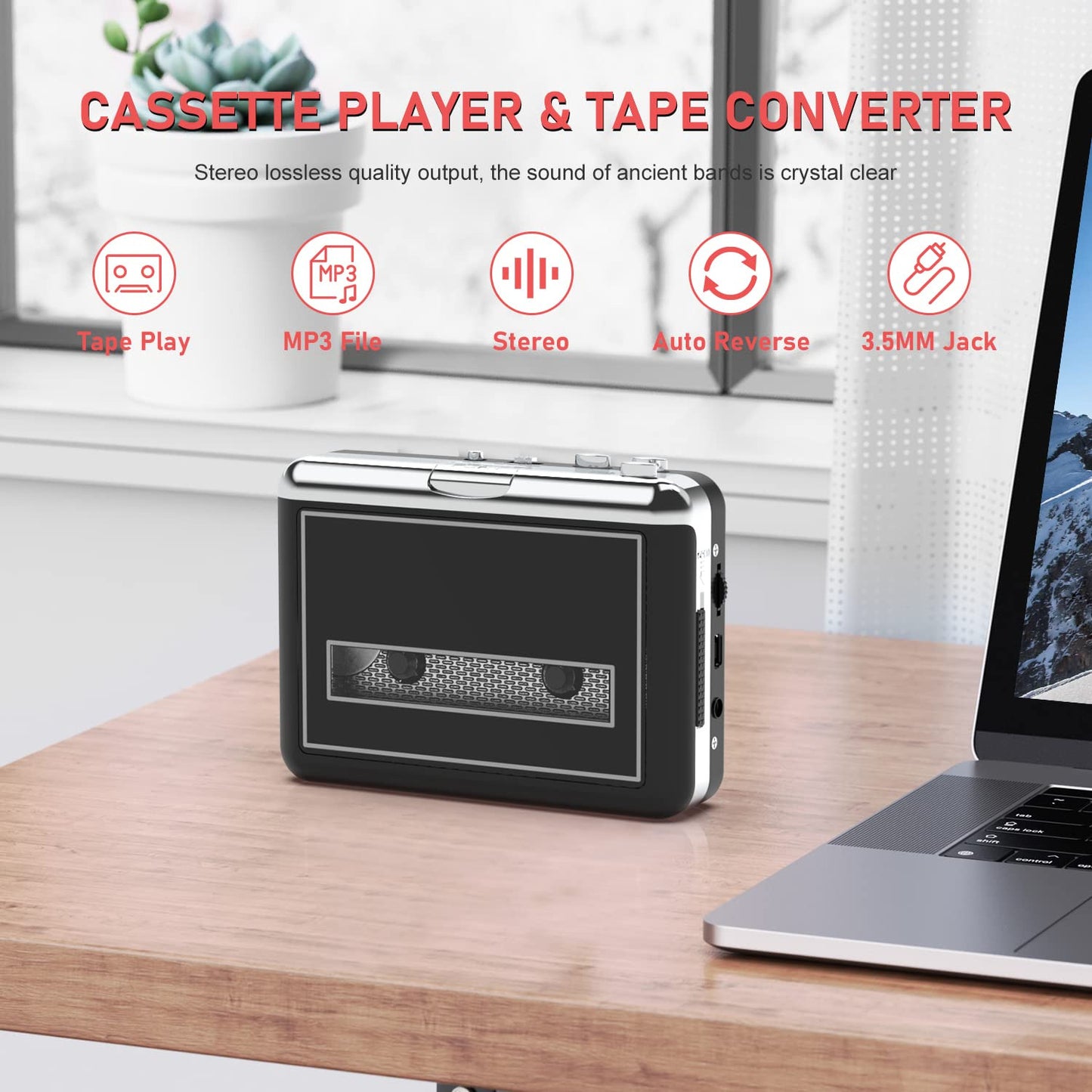 Cassette Player Converter, Compact Walkman Tapes to MP3 Recorder